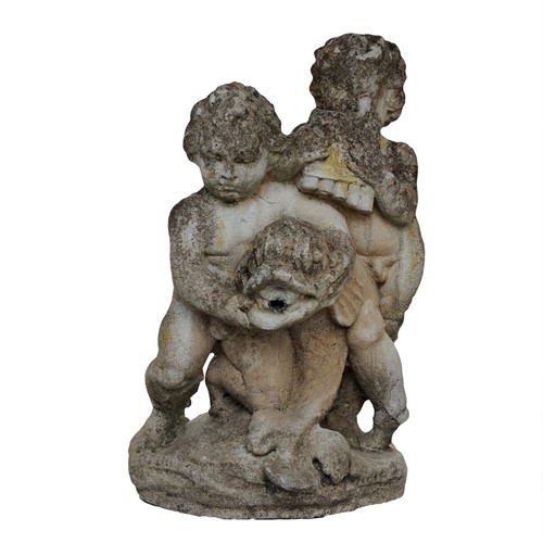 Classical Style Putti With Dolphin Fountain Head