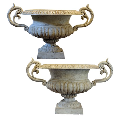 Large Pair Of French Cast Iron Classical Urns