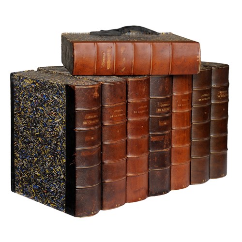 Set Of Eight French Leather Bound Folio Cases