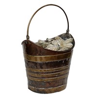Rare Copper Oyster Bucket With Brass Banding 