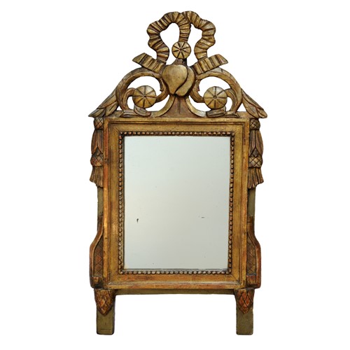 Small Louis XVI Carved Giltwood & Painted Mirror  