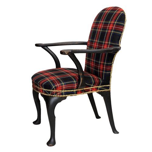 English George II Style Painted Open Arm Chair