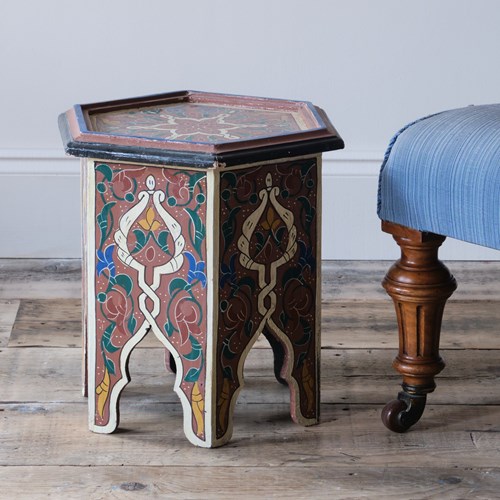 Small Moroccan Hand Painted Moorish Side Table.