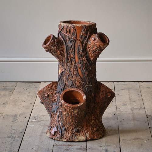 Antique Faux Bois Strawberry Planter