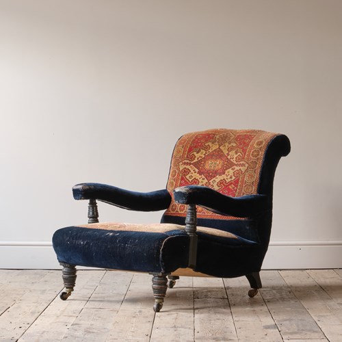 19Th Century Country House Carpet Open Armchair By CVS