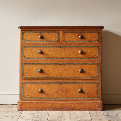 19Th Century Pine Chest Of Drawers In Original Paint