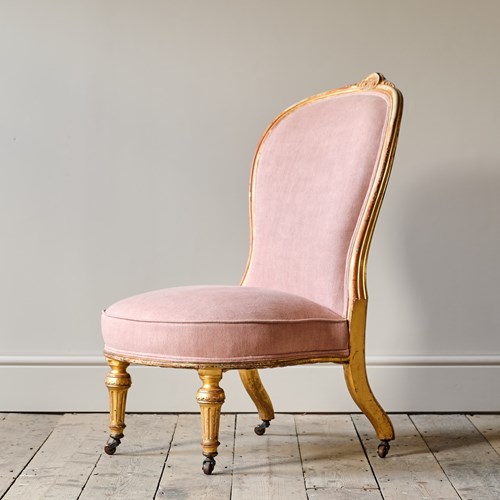 19Th Century Giltwood Slipper Chair Attributed To Lamb Of Manchester