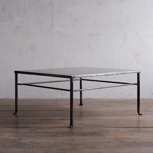 20Th Century Steel And Smoked Glass Coffee Table