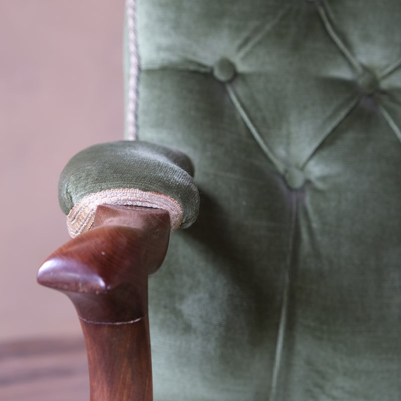 Antique Buttoned Back Open Armchair In Green Velvet C1900-desired-effect-antiques-dscf4208-main-638211429572750801.JPG