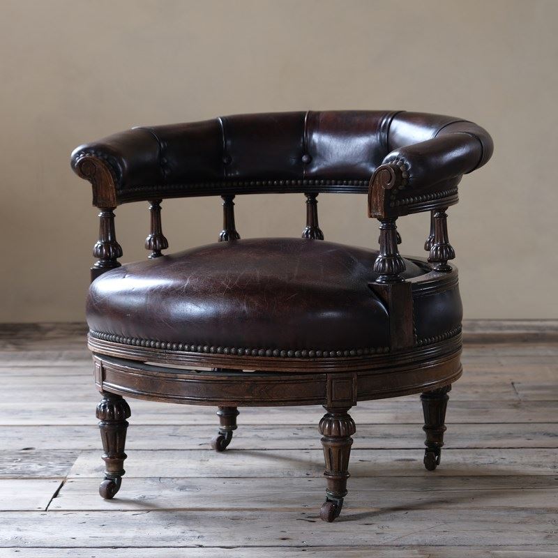 19Th Century Rosewood And Leather Swivel Chair By Druce & Co-desired-effect-antiques-dscf4464-main-638228728833167108.JPG