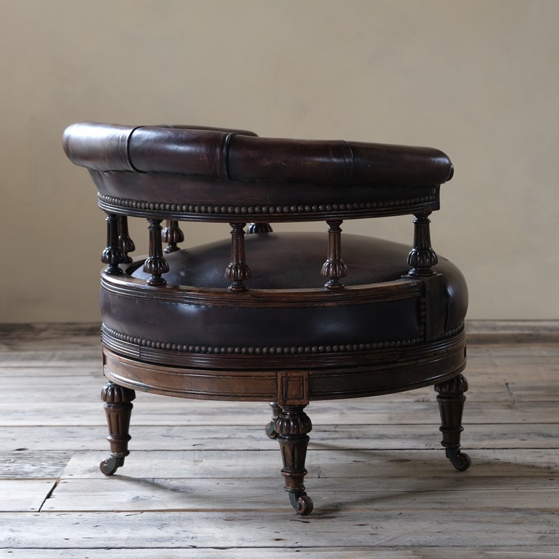 19Th Century Rosewood And Leather Swivel Chair By Druce & Co-desired-effect-antiques-dscf4467-main-638228729000040152.JPG