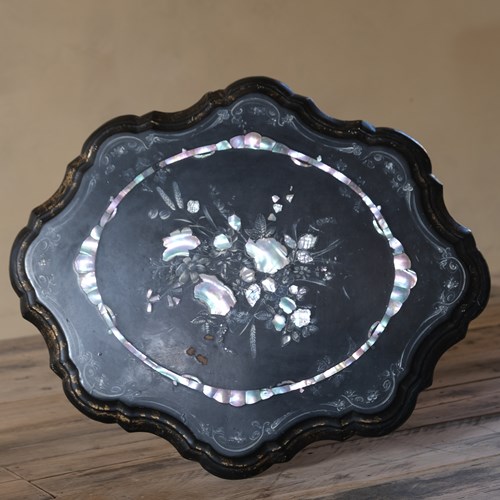 19Th Century Mother Of Papier Mache Side Table