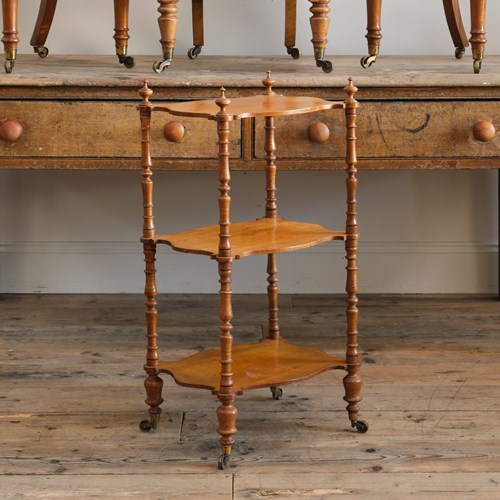 19Th Century Satin Birch 3 Tier Whatnot