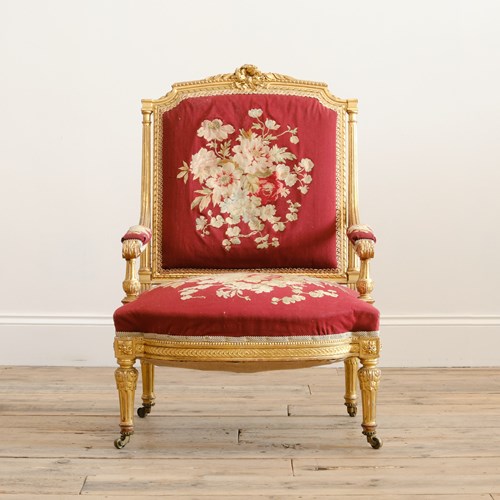 19Th Century Carved Giltwood Armchair Att' Holland & Sons
