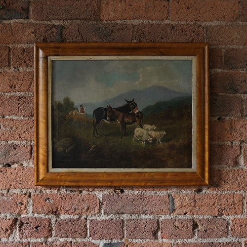 19Th Century Oil On Canvas.