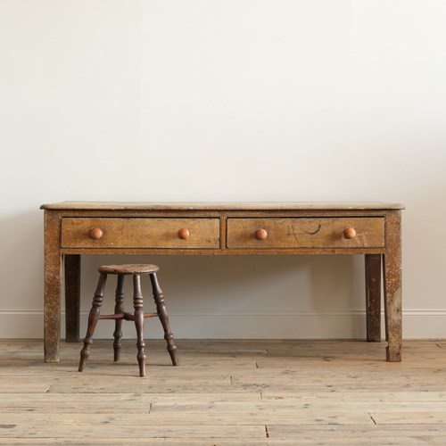 Georgian Pine Scullery Table In Original Paint