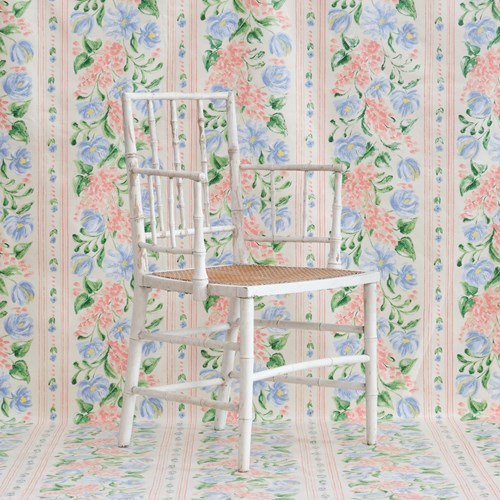 19Th Century Faux Bamboo Armchair In Later Paint