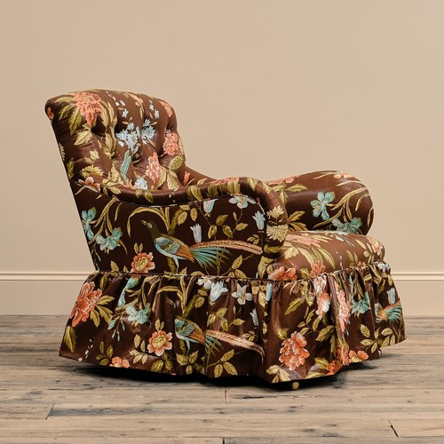 Antique Whytock & Reid Armchair In Vintage Sanderson Floral Chintz