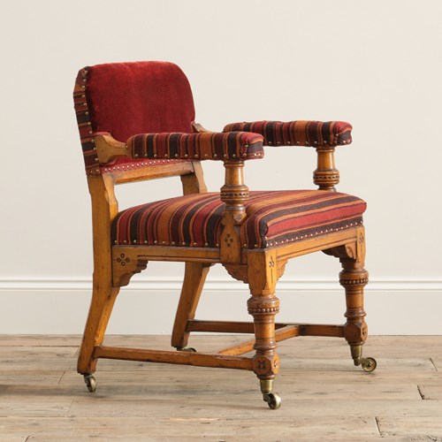 19Th Century Gothic Revival Oak Armchair Attr Alfred Waterhouse