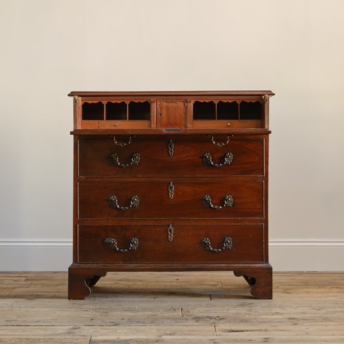 Small Georgian Mahogany Secretaire Chest Of Drawers