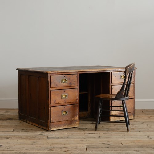 Antique Country House Pine Pedestal Desk - Holkham Hall