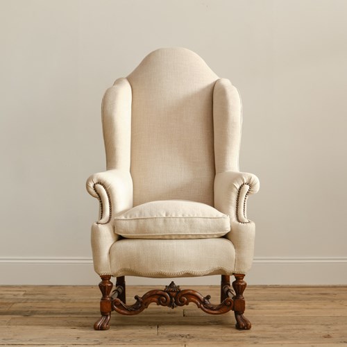 A Huge 19Th Century William & Mary Style Wingback Armchair