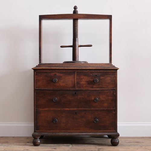 Mid 19Th Century Oak Linen Press Chest Of Drawers