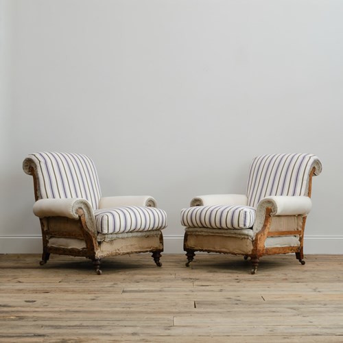 Pair Of Deep Seated Country House Armchairs