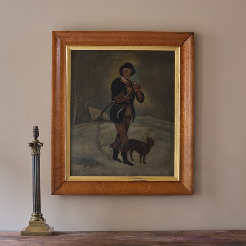 Early 19Th Century Naive Oil On Canvas.