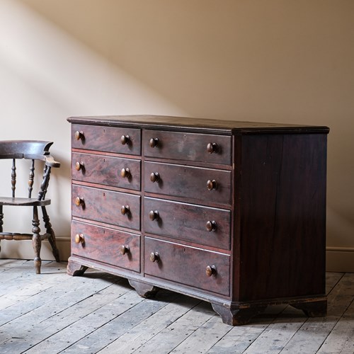 Huge Simulated Rosewood Pine Bank Of Drawers