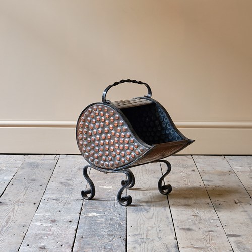 Arts And Crafts Wrought Iron And Copper Coal Scuttl