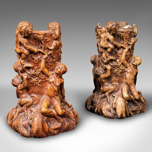 Pair Of Vintage Centrepiece Candle Holders, French, Plaster, Decor, Candlestick