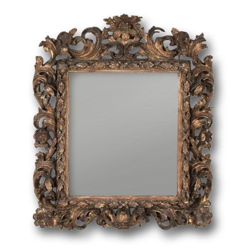 18Th Century Italian Gilded Carved Wood Mirror