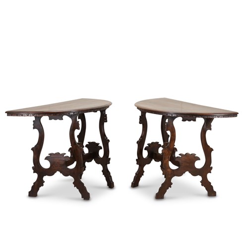 Pair Of Late 18Th Century Italian Walnut Console Tables
