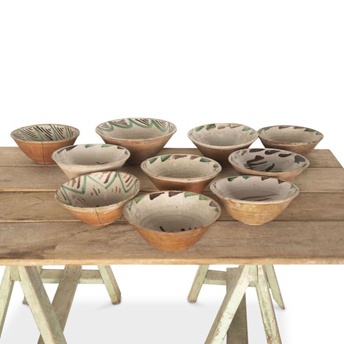 Collection Of Ten 19Th Century Spanish Earthenware Bowls