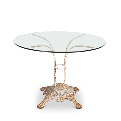 French Cast Iron Table With Thick Glass Top