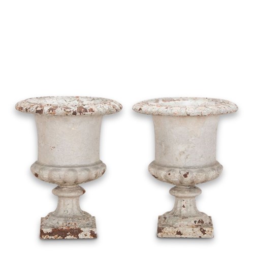 Pair Of French 19Th Century Cast Iron Urns