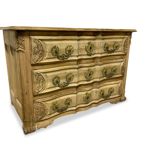 French Serpentine Oak Commode