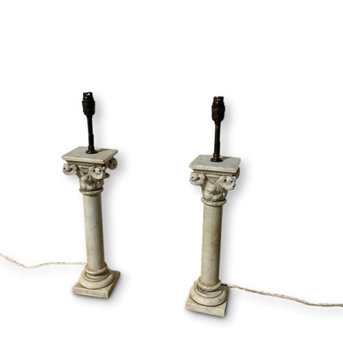 A Pair Of French Marble Lamps