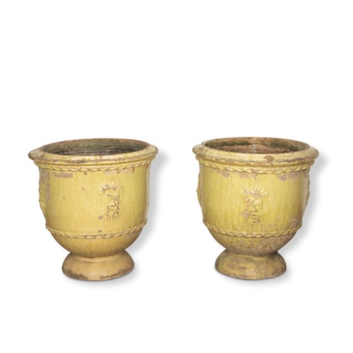 Pair Of  Large Glazed Terracotta Urns