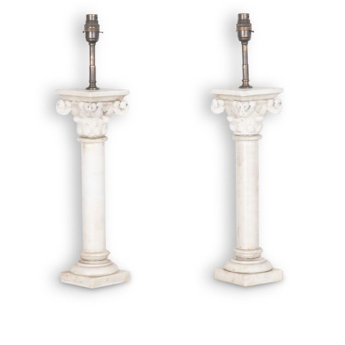 Pair Of 19Th Century Marble Table Lamps