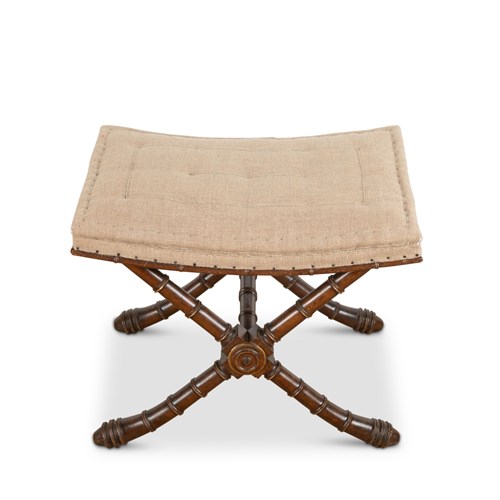 19Th Century Faux Bamboo Cross Framed Stool