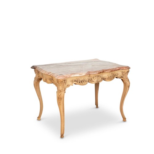 French Bleached Walnut And Marble Occasional Table