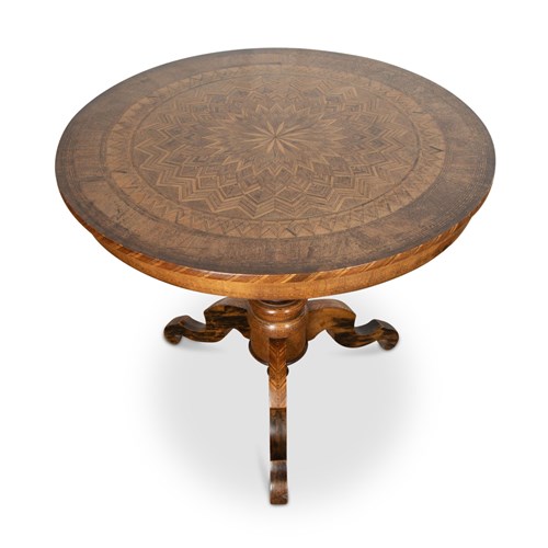 Italian Marquetry Gueridon Occasional Table 