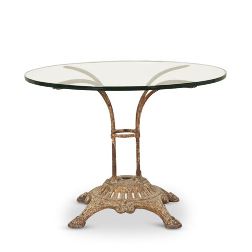 19Th Century French Cast Iron Table With Glass Top