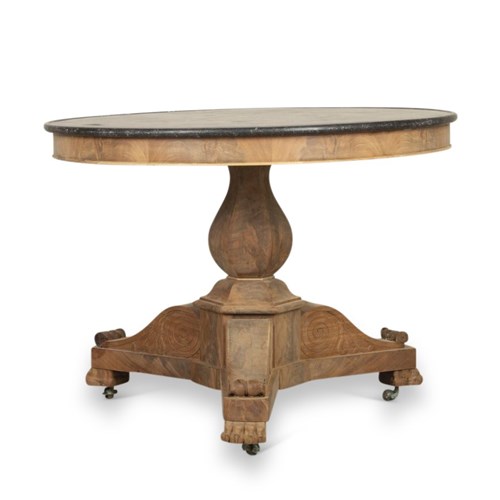 19Th Century French Bleached Mahogany Gueridon With Marble Top