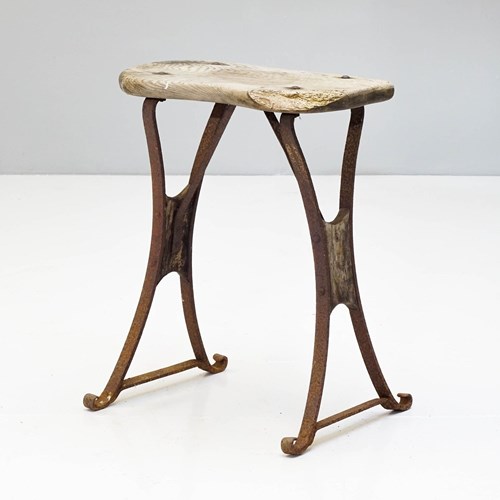 Shaped Seat Stool On Metal Base.