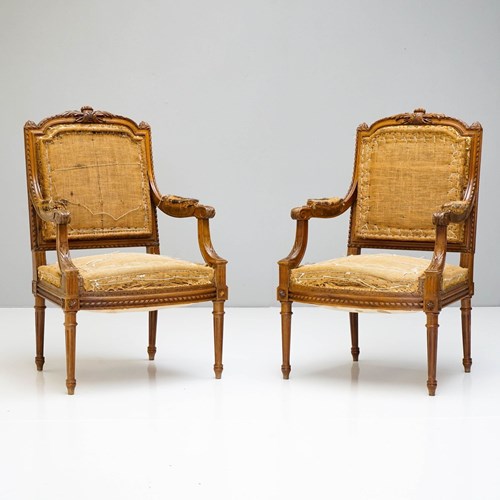 Pair Of Walnut Armchairs