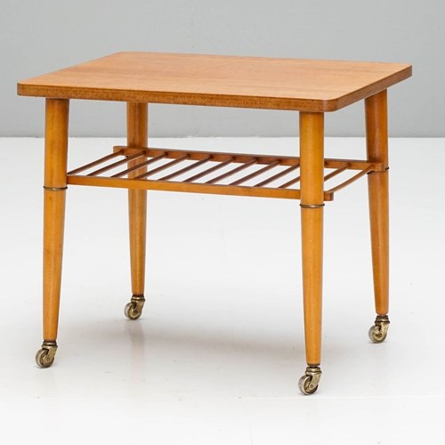 Swedish Side Table On Wheels