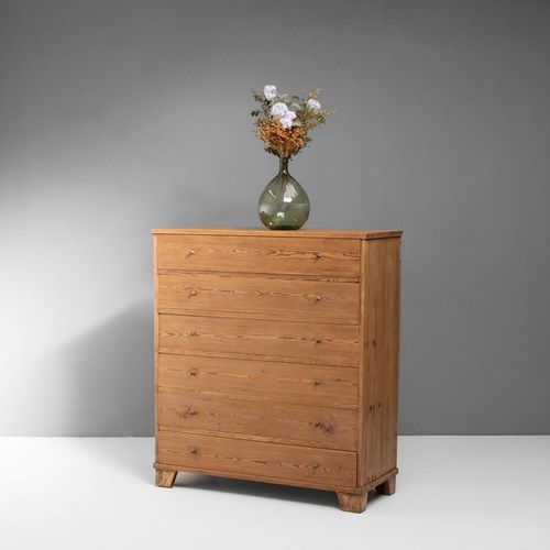 Large Swedish Pine Chest Of Drawers